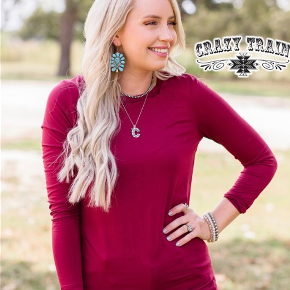 Crazy Train Pinedale Basic Top - Maroon - image 2